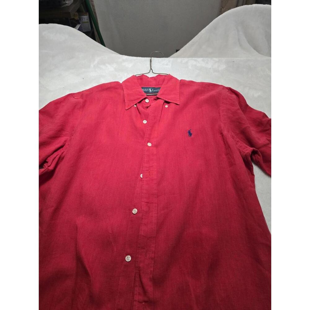 Polo Ralph Lauren Shirt Men's Large Red Short Sleeve Classic Blaire Style Button